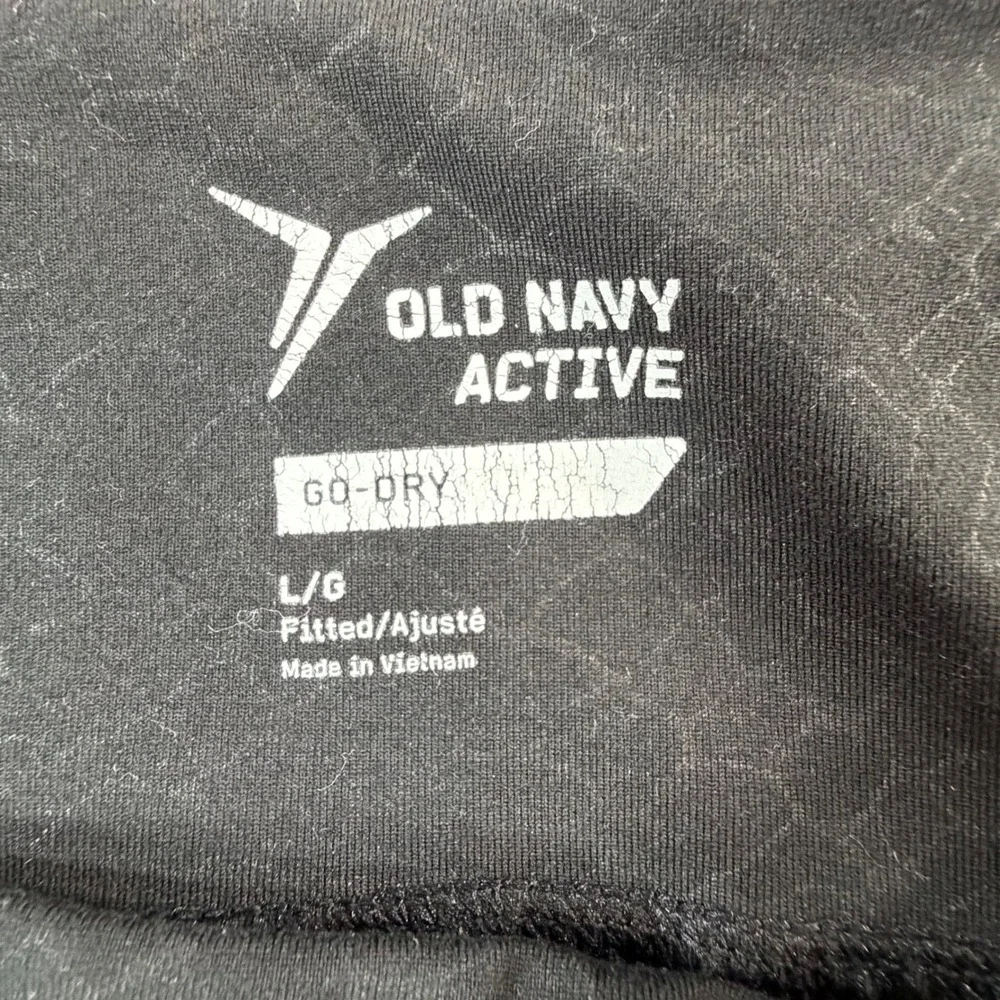 Old Navy Active Go-Dry Black Patterned Capri Leggings Womens Large Yoga Gym
